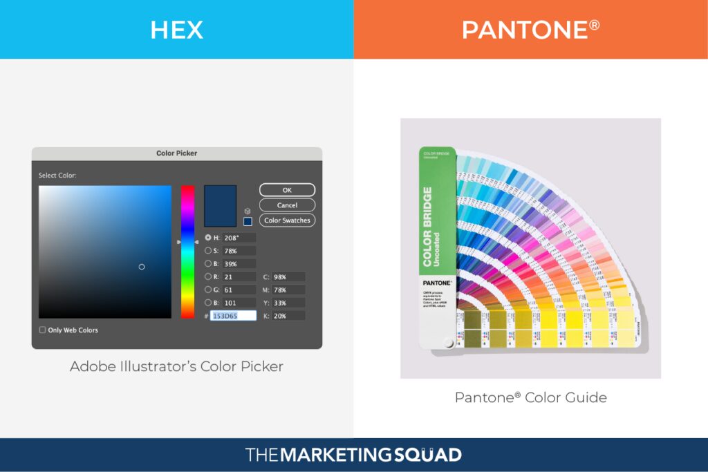 hex colors and pantone colors