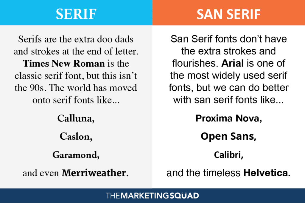 serif and san serif fonts